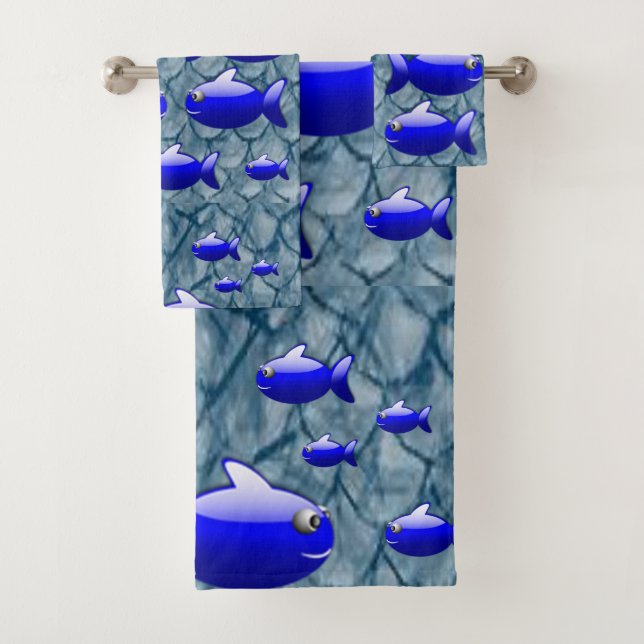 Bathroom Towel Sets Fish (Insitu)