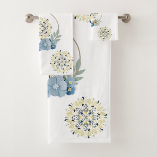 Bathroom Towel Sets Floral Mandala