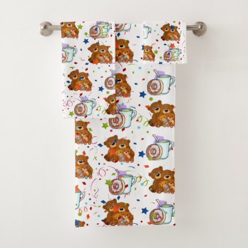 Bathroom Towel Sets Floral Teddy Bear