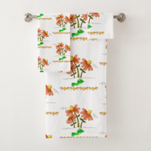 Bathroom Towel Sets Frog Mushroom Floral
