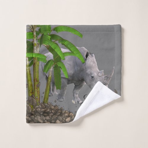 Bathroom Towel Sets Gray Rhinoceros Trees