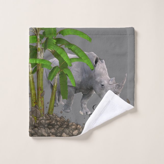 Bathroom Towel Sets Gray Rhinoceros Trees (Wash Cloth)