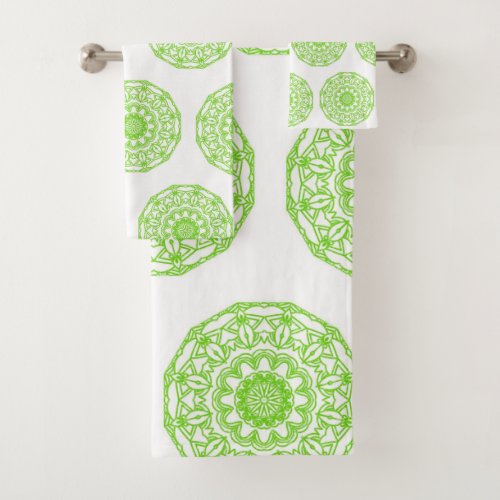 Bathroom Towel Sets Green Mandala