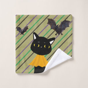 Bathroom Towel Sets Halloween, Black Cat