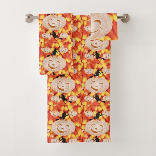 Bathroom Towel Sets Halloween, Pumpkin (Insitu)