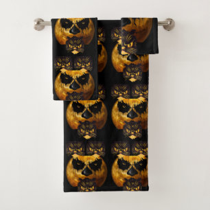 Bathroom Towel Sets Halloween, Pumpkin