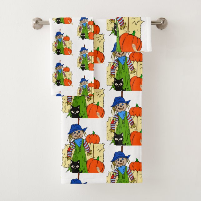 Bathroom Towel Sets Halloween, Scarecrow (Insitu)