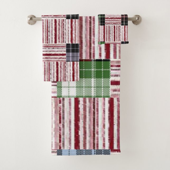 Bathroom Towel Sets Plaid (Insitu)