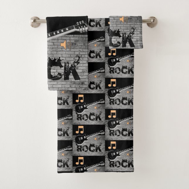 Bathroom Towel Sets Rock Music (Insitu)