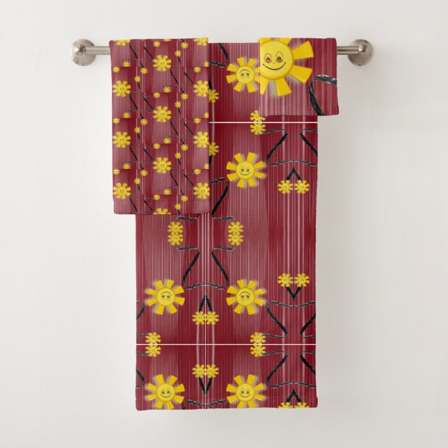 Bathroom Towel Sets Sunflowers (Insitu)