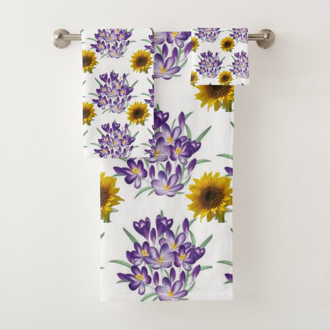 Bathroom Towel Sets Sunflowers | Zazzle