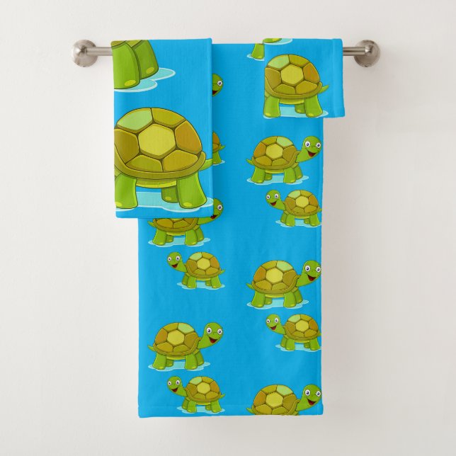 Bathroom Towel Sets Turtles (Insitu)