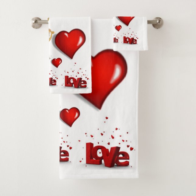 Bathroom Towel Sets Valentine's Day, Angel (Insitu)