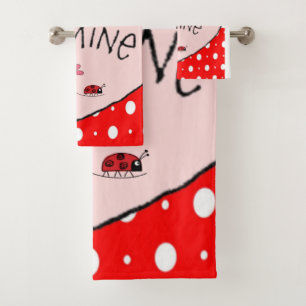 Bathroom Towel Sets Valentine's Day Be Mine Hearts