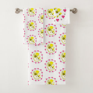 Bathroom Towel Sets Valentine's Day Bumblebee