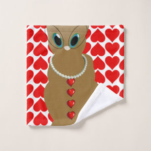 Bathroom Towel Sets Valentine's Day, Cat