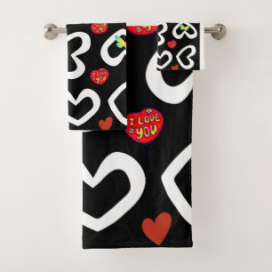 Bathroom Towel Sets Valentine's Day Hearts