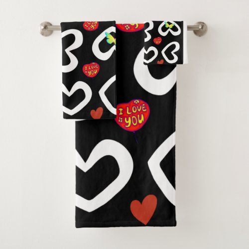 Bathroom Towel Sets Valentines Day Hearts