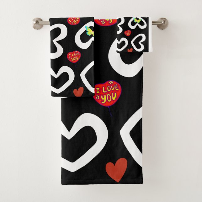 Bathroom Towel Sets Valentine's Day Hearts (Insitu)