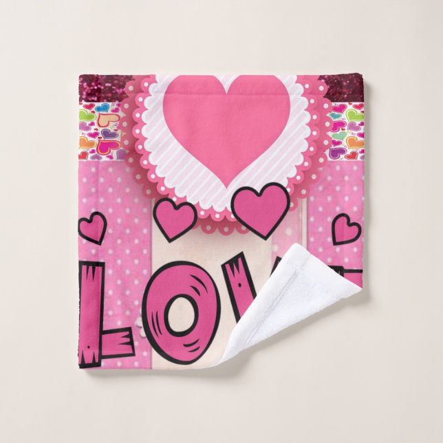 Bathroom Towel Sets Valentine's Day, Love (Wash Cloth)