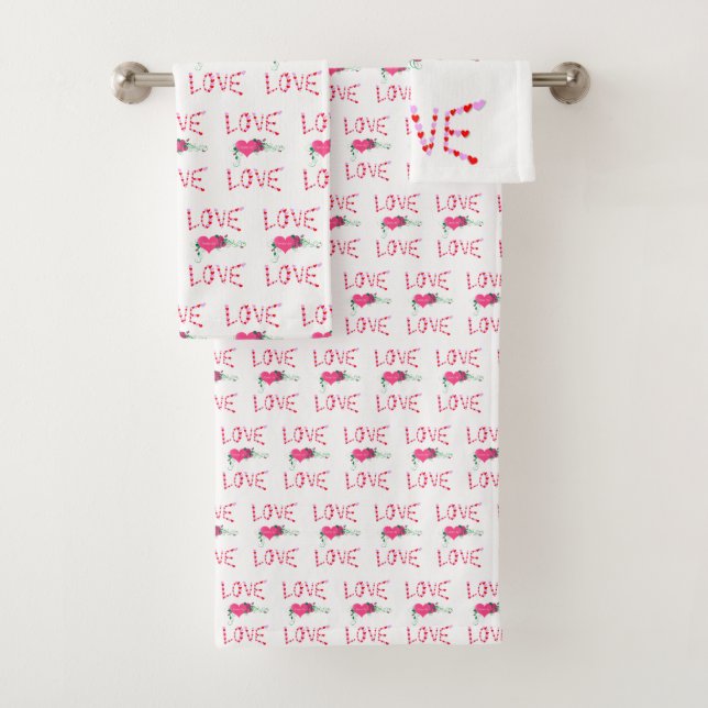 Bathroom Towel Sets Valentine's Day Love (Insitu)