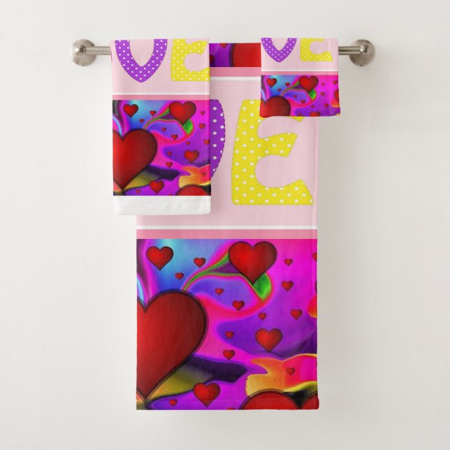 Bathroom Towel Sets Valentine's Day, Love (Insitu)