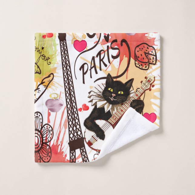 Bathroom Towel Sets Valentine's Day, Paris France (Wash Cloth)