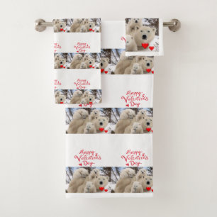 Bathroom Towel Sets Valentine's Day Polar Bear