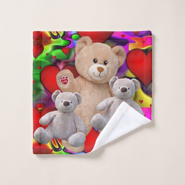 Bathroom Towel Sets Valentine's Day, Teddy Bear (Wash Cloth)