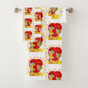 Bathroom Towel Sets Valentine's Day Vintage