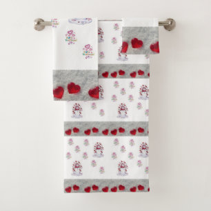 Bathroom Towel Sets Valentine's Snowman