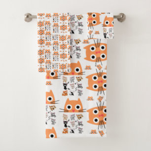 Bathroom Towel Sets Whimsical Cats Kittens