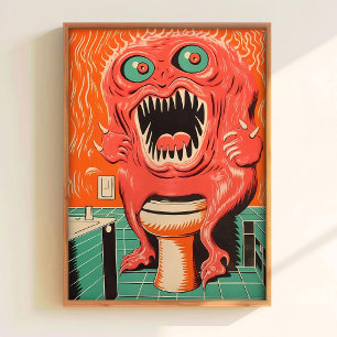 Bathroom Wall Art Printable Monster Poster Print