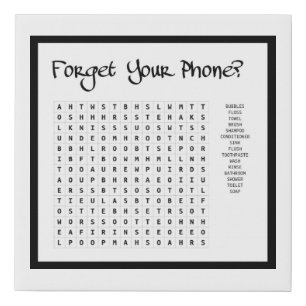 Bathroom Word Search Faux Canvas Print