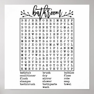 Bathroom Word Search Poster