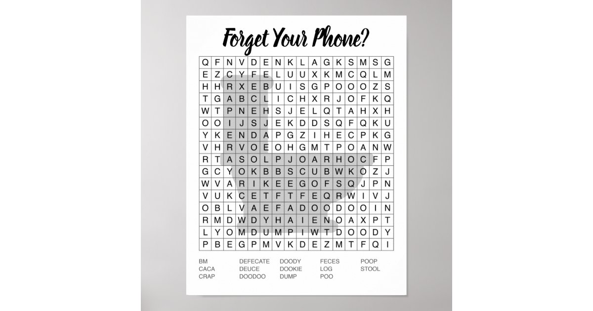 Bathroom Word Search Sign Zazzle