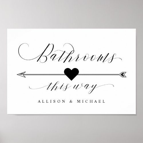 Bathrooms This Way Elegant Script Directional Sign