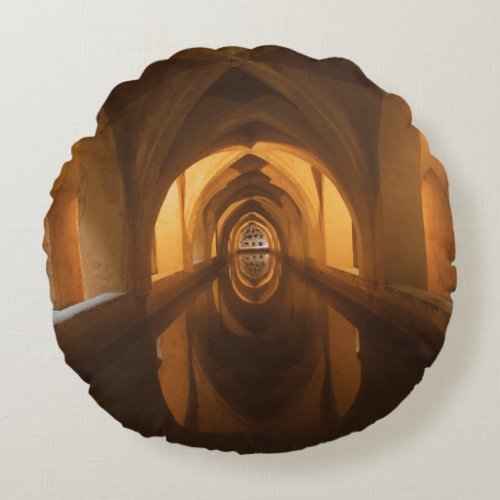 Baths of the Alcazar in Seville 1 travel wall  Round Pillow