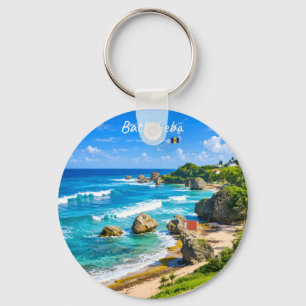 Bathsheba, Barbados - Tropical Beach Coast Keychain