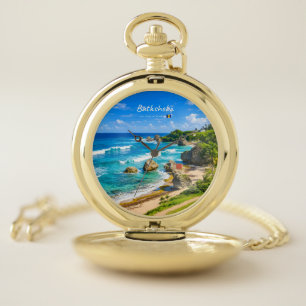 Bathsheba, Barbados - Tropical Beach Coast Pocket Watch