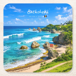 Bathsheba, Barbados - Tropical Beach Coast Square Paper Coaster