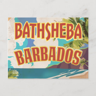 Bathsheba Barbados vintage vacation travel poster Postcard