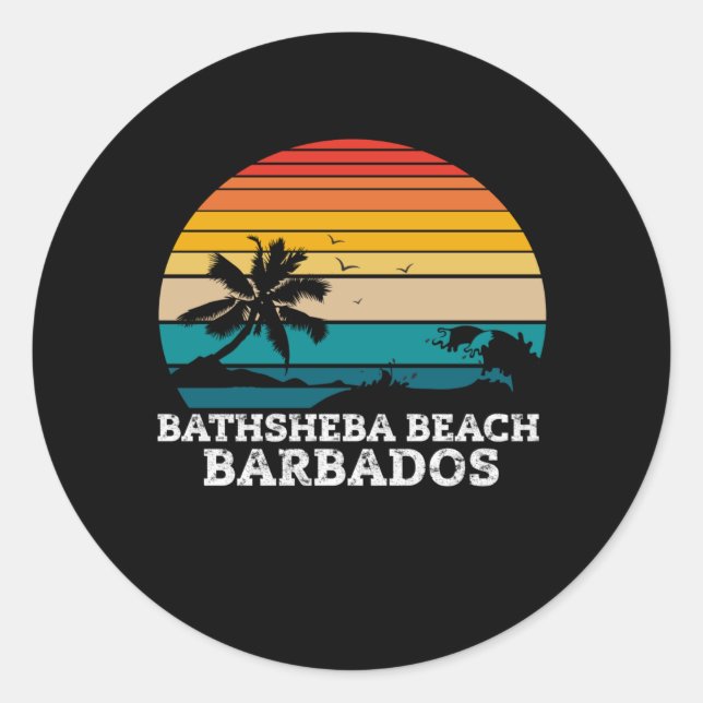 BATHSHEBA BEACH BARBADOS CLASSIC ROUND STICKER (Front)