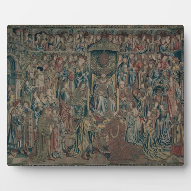 Bathsheba Welcomed at Court, Tapestry of David and Plaque (Front)
