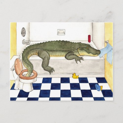 Bathtub Alligator Postcard