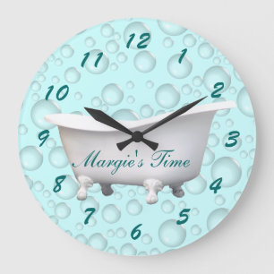 Bathtub & Bubbles Clock- customize & personalize Large Clock