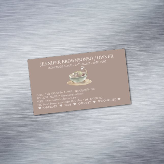BathTub Bubbles Soy Wax Soap Business Card Magnet (In Situ)