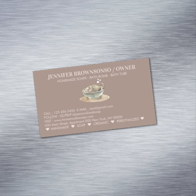BathTub Bubbles Soy Wax Soap Business Card Magnet