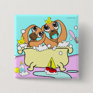 Bathtub Dachshund Puppy Button 5