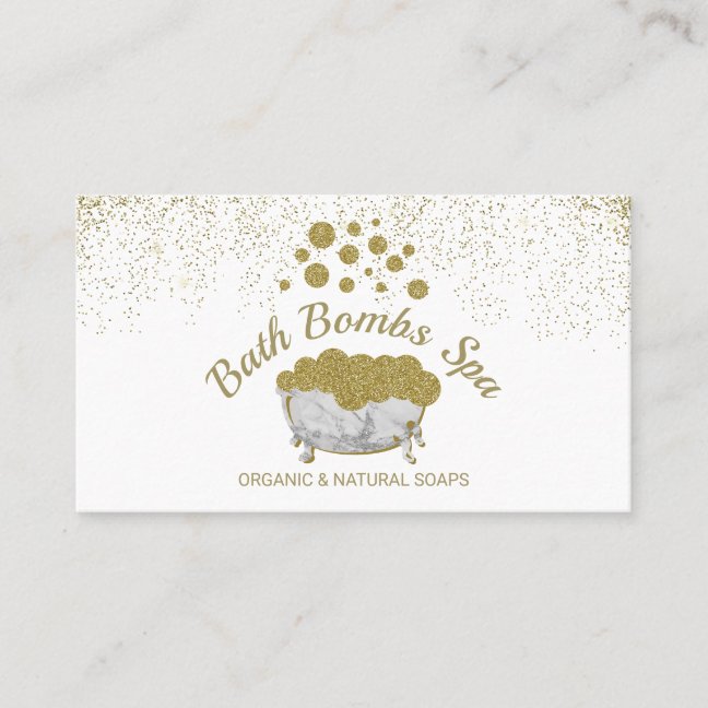 Bathtub Gold Shampoo Spa Soap Bubbles Business Card